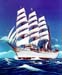 帆船日本丸のイラスト　帆船航海中イラスト　レンタル　ストック
